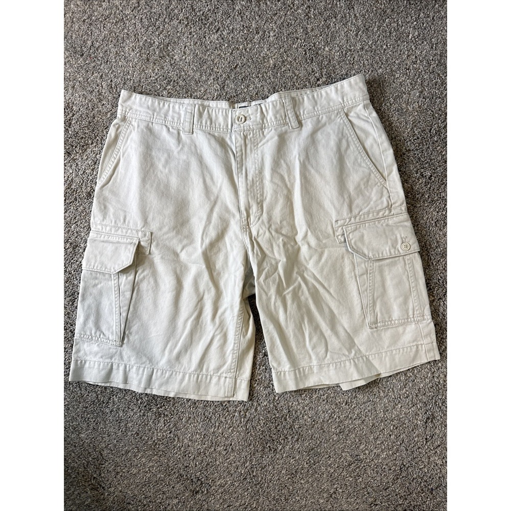 IZOD Men's Cargo Shorts Regular Fit Flat Front Utility Pocket Beige‎ Size 38